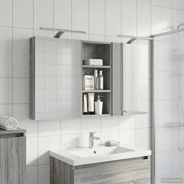 Комплект шкафове за баня с рафт 3 pcs 110 x 10,5 x 60,5 см