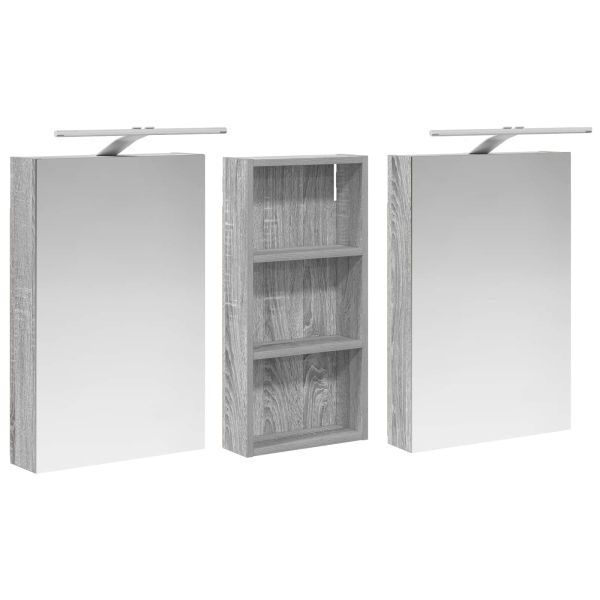 Комплект шкафове за баня с рафт 3 pcs 110 x 10,5 x 60,5 см