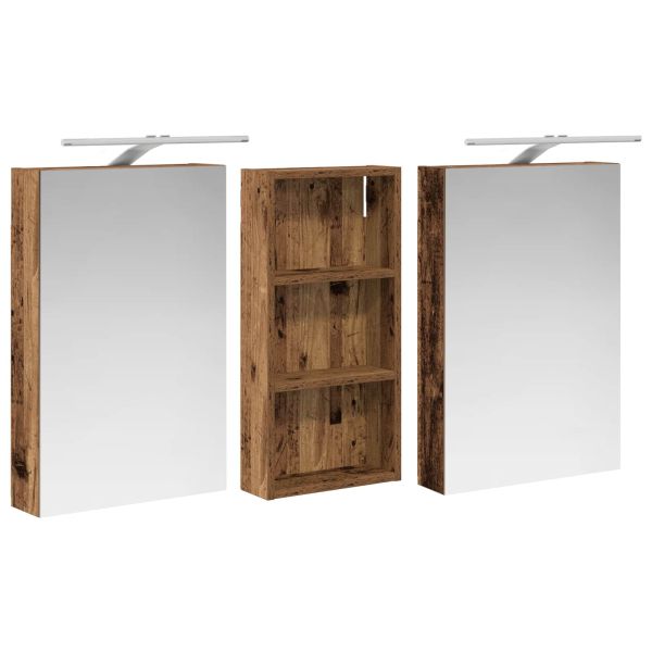 Комплект шкафове за баня с рафт 3 pcs 110 x 10,5 x 60,5 см