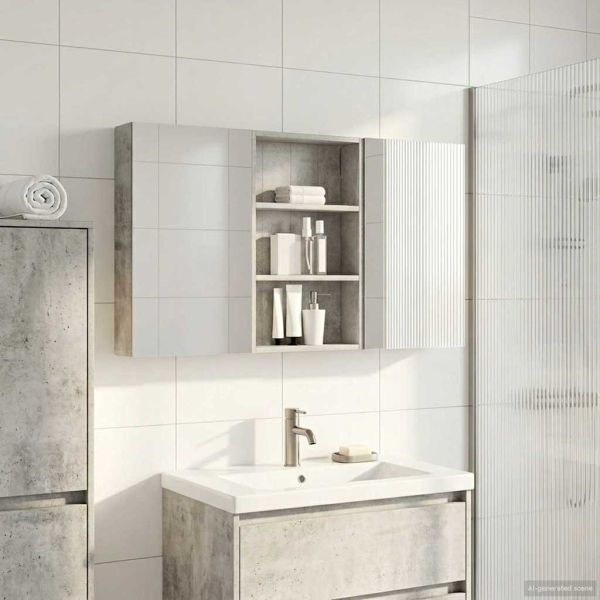 Комплект шкафове за баня с рафт 3 pcs 120 x 10,5 x 60,5 см