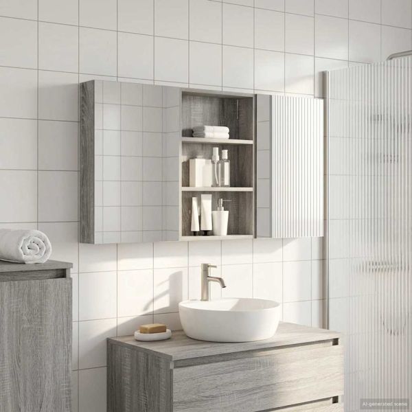 Комплект шкафове за баня с рафт 3 pcs 120 x 10,5 x 60,5 см