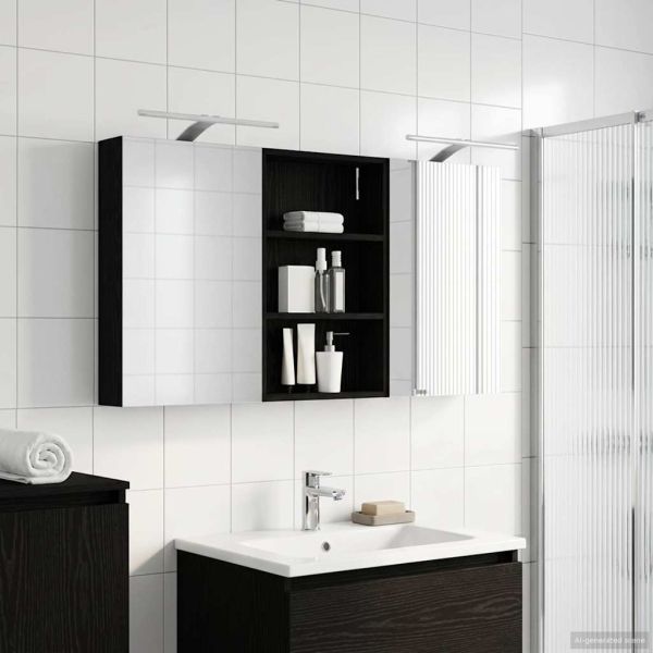 Комплект шкафове за баня с рафт 3 pcs 120 x 10,5 x 60,5 см