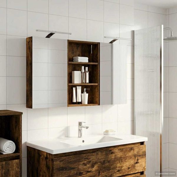 Комплект шкафове за баня с рафт 3 pcs 120 x 10,5 x 60,5 см