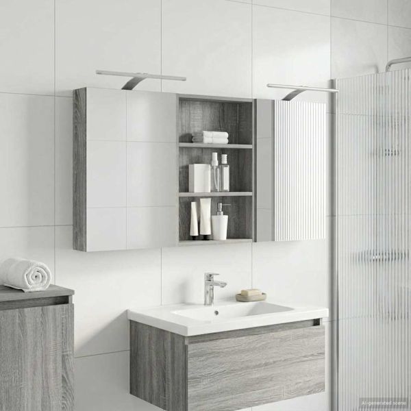 Комплект шкафове за баня с рафт 3 pcs 120 x 10,5 x 60,5 см