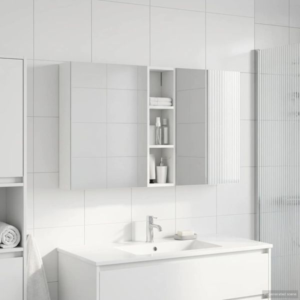 Комплект шкафове за баня с рафт 3 pcs 120 x 14,5 x 70 см