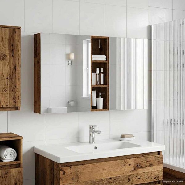 Комплект шкафове за баня с рафт 3 pcs 120 x 14,5 x 70 см