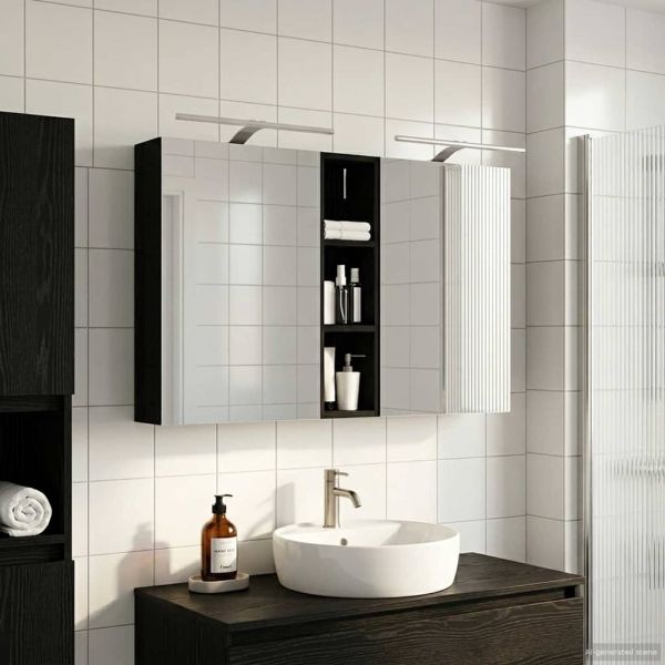 Комплект шкафове за баня с рафт 3 pcs 120 x 14,5 x 70 см