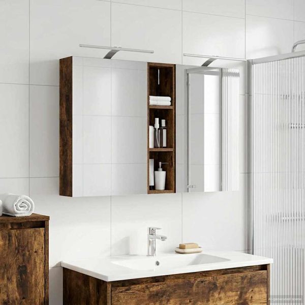 Комплект шкафове за баня с рафт 3 pcs 120 x 14,5 x 70 см