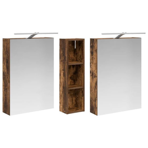 Комплект шкафове за баня с рафт 3 pcs 120 x 14,5 x 70 см