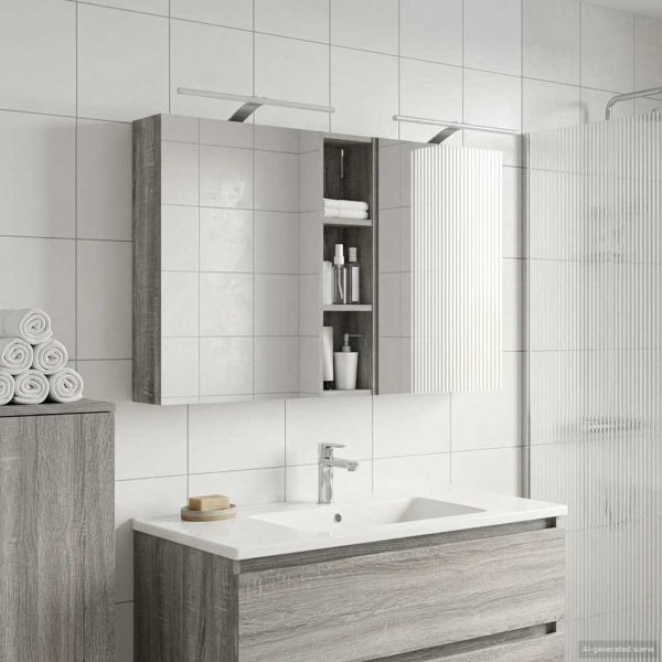 Комплект шкафове за баня с рафт 3 pcs 120 x 14,5 x 70 см