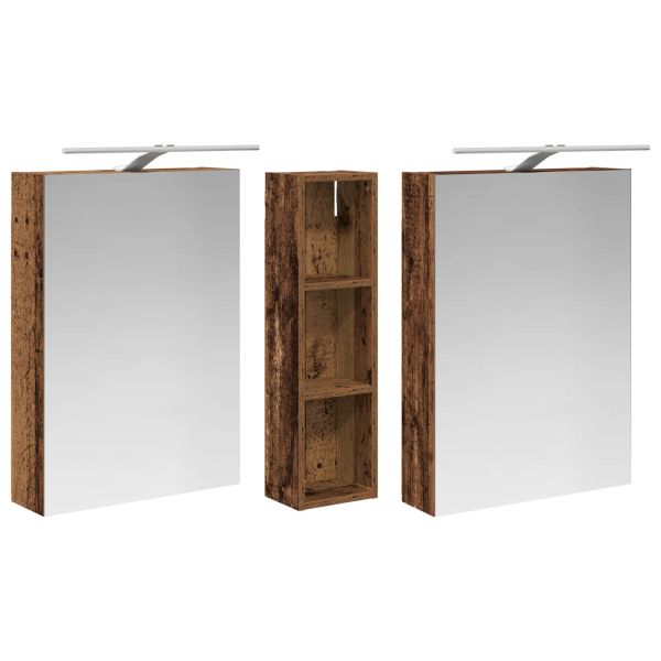 Комплект шкафове за баня с рафт 3 pcs 120 x 14,5 x 70 см