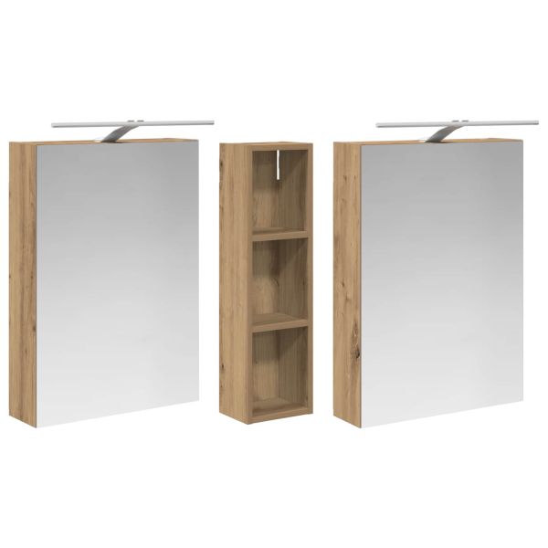 Комплект шкафове за баня с рафт 3 pcs 120 x 14,5 x 70 см