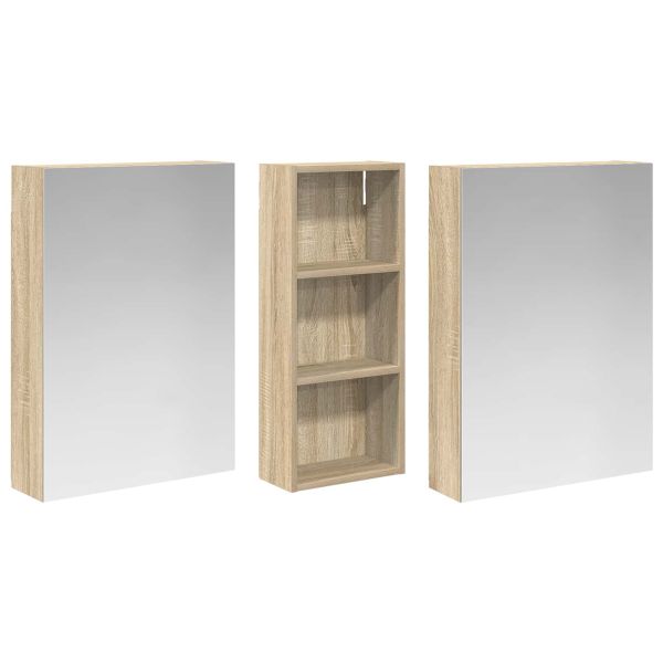 Комплект шкафове за баня с рафт 3 pcs 130 x 14,5 x 70 см