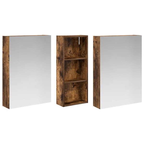 Комплект шкафове за баня с рафт 3 pcs 130 x 14,5 x 70 см