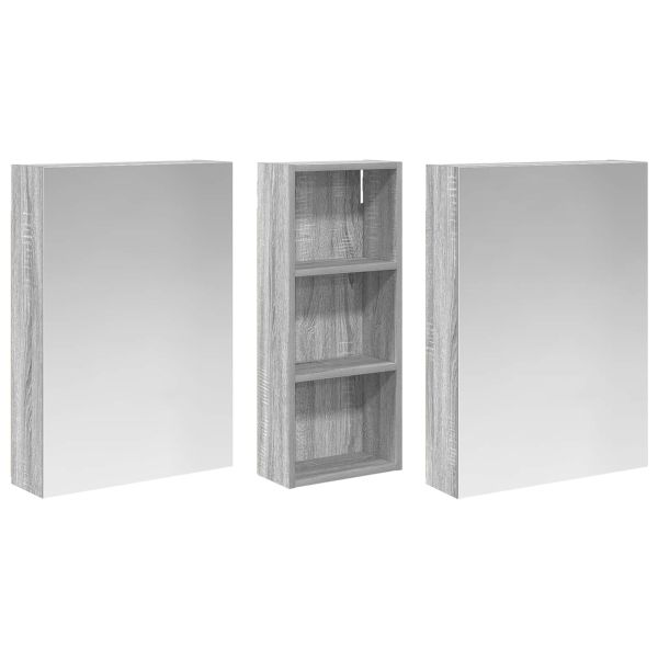 Комплект шкафове за баня с рафт 3 pcs 130 x 14,5 x 70 см