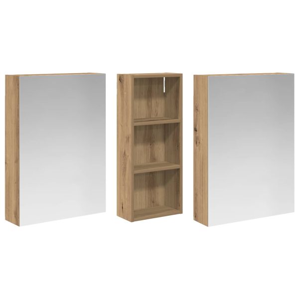 Комплект шкафове за баня с рафт 3 pcs 130 x 14,5 x 70 см