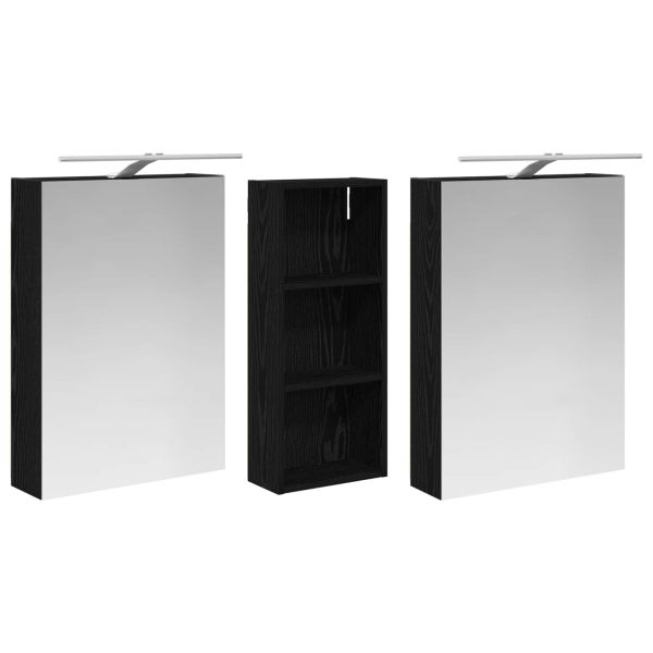 Комплект шкафове за баня с рафт 3 pcs 130 x 14,5 x 70 см