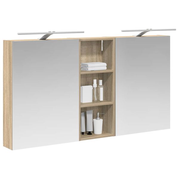 Комплект шкафове за баня с рафт 3 pcs 130 x 14,5 x 70 см