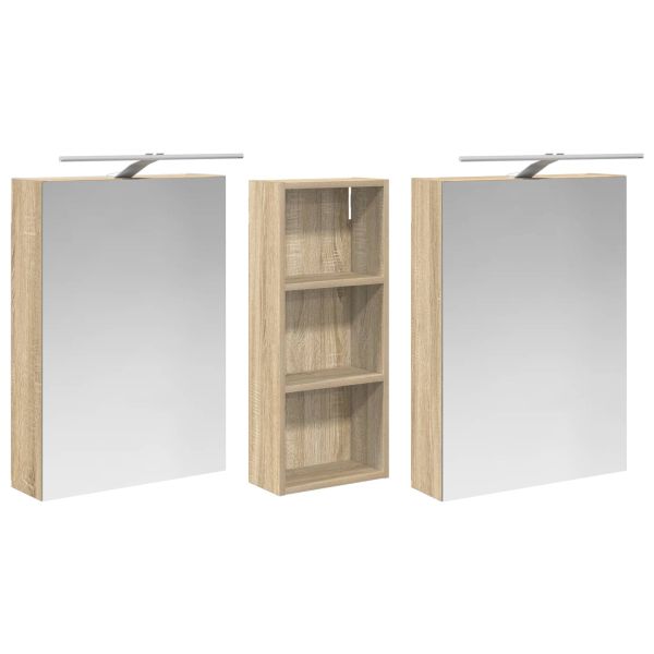 Комплект шкафове за баня с рафт 3 pcs 130 x 14,5 x 70 см