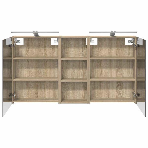 Комплект шкафове за баня с рафт 3 pcs 130 x 14,5 x 70 см