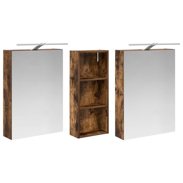 Комплект шкафове за баня с рафт 3 pcs 130 x 14,5 x 70 см