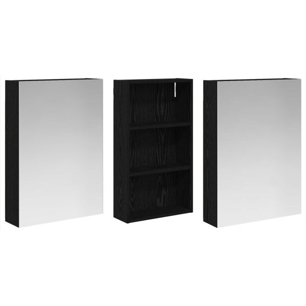 Комплект шкафове за баня с рафт 3 pcs 140 x 14,5 x 70 см