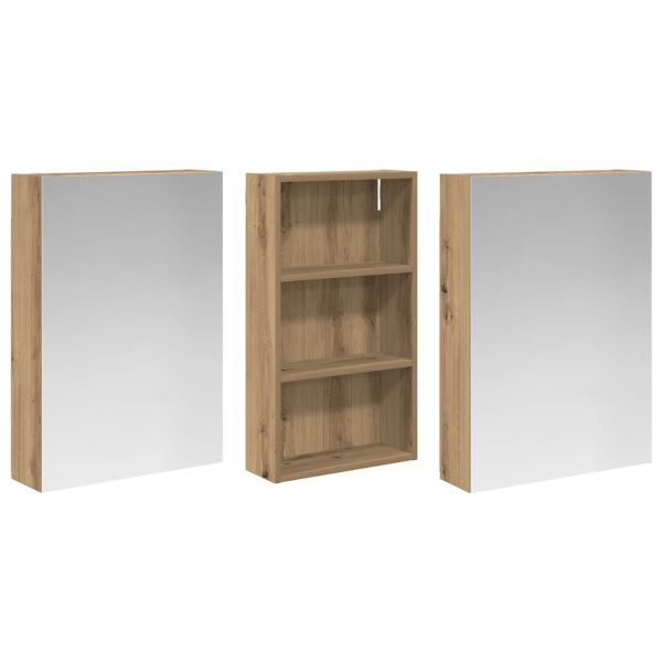 Комплект шкафове за баня с рафт 3 pcs 140 x 14,5 x 70 см