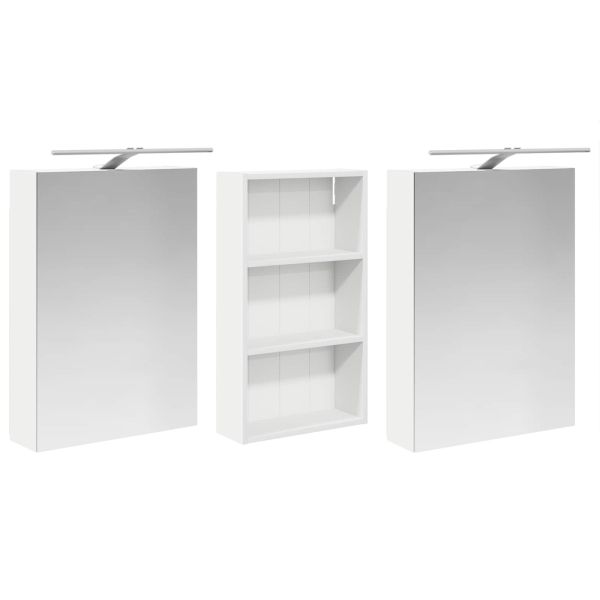 Комплект шкафове за баня с рафт 3 pcs 140 x 14,5 x 70 см