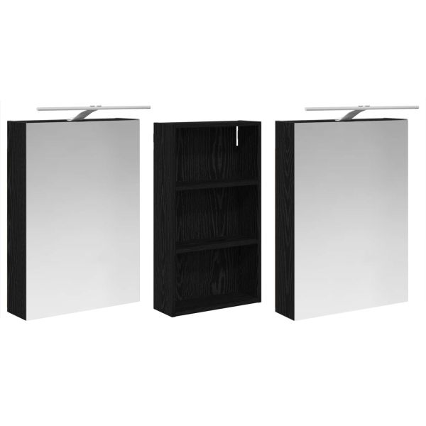 Комплект шкафове за баня с рафт 3 pcs 140 x 14,5 x 70 см