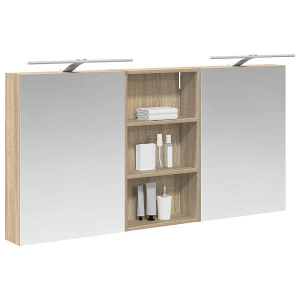 Комплект шкафове за баня с рафт 3 pcs 140 x 14,5 x 70 см