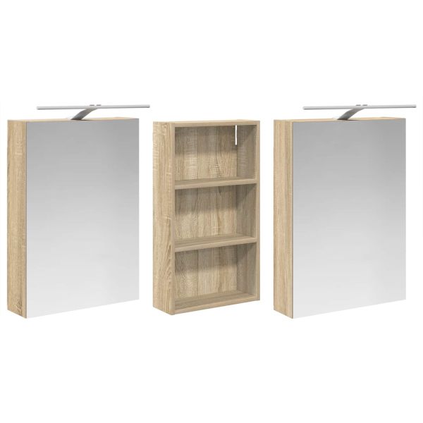 Комплект шкафове за баня с рафт 3 pcs 140 x 14,5 x 70 см