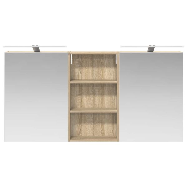 Комплект шкафове за баня с рафт 3 pcs 140 x 14,5 x 70 см