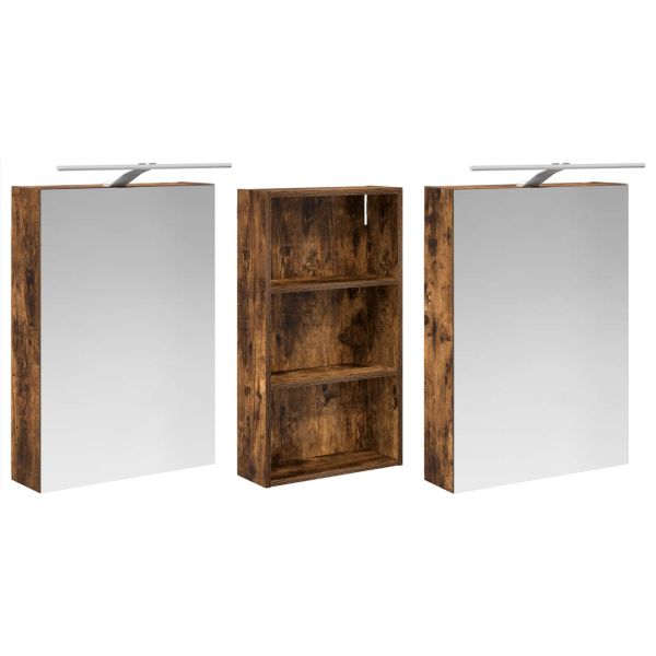 Комплект шкафове за баня с рафт 3 pcs 140 x 14,5 x 70 см