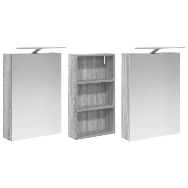 Комплект шкафове за баня с рафт 3 pcs 140 x 14,5 x 70 см