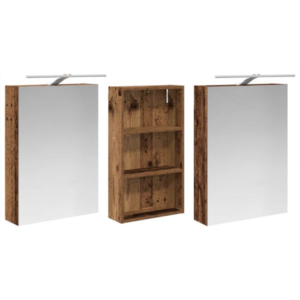 Комплект шкафове за баня с рафт 3 pcs 140 x 14,5 x 70 см