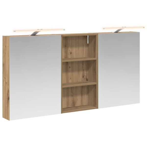 Комплект шкафове за баня с рафт 3 pcs 140 x 14,5 x 70 см