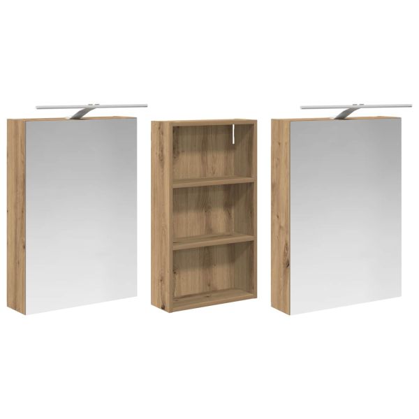 Комплект шкафове за баня с рафт 3 pcs 140 x 14,5 x 70 см