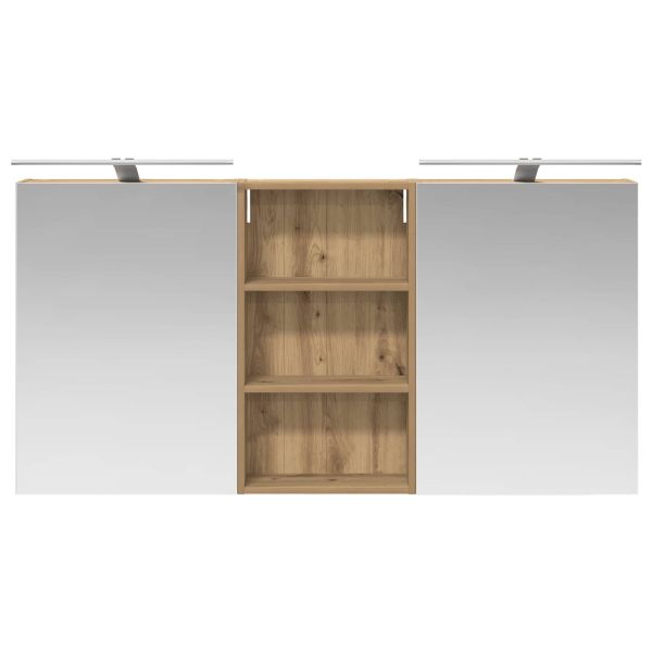 Комплект шкафове за баня с рафт 3 pcs 140 x 14,5 x 70 см