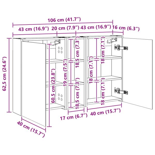 Комплект шкафове за баня 3 pcs 106 x 16 x 62,5 см