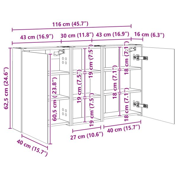 Комплект шкафове за баня 3 pcs 116 x 16 x 62,5 см