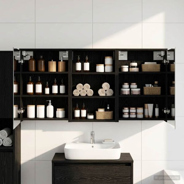 Комплект шкафове за баня с рафт 3 pcs 126 x 16 x 62.5 см