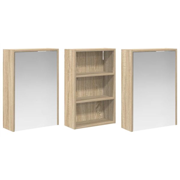 Комплект шкафове за баня с рафт 3 pcs 126 x 16 x 62.5 см