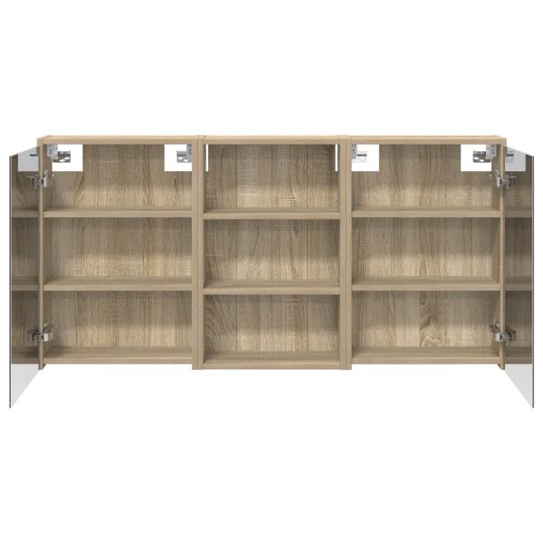 Комплект шкафове за баня с рафт 3 pcs 126 x 16 x 62.5 см