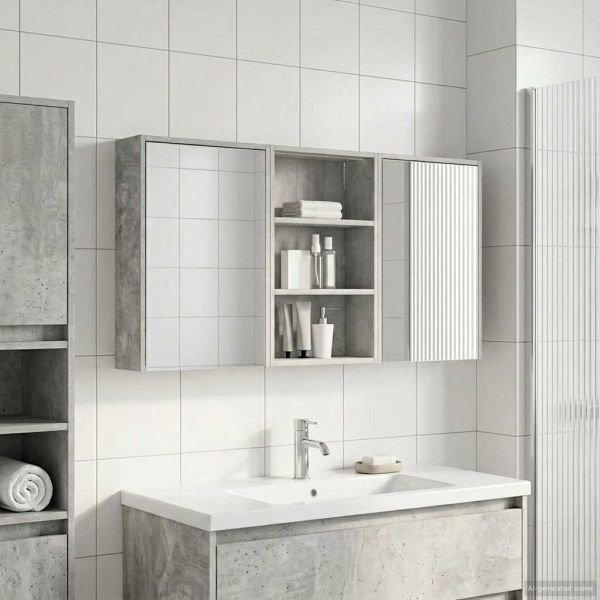 Комплект шкафове за баня с рафт 3 pcs 126 x 16 x 62.5 см