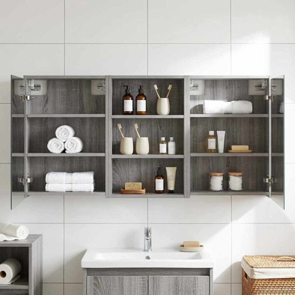 Комплект шкафове за баня с рафт 3 pcs 126 x 16 x 62.5 см