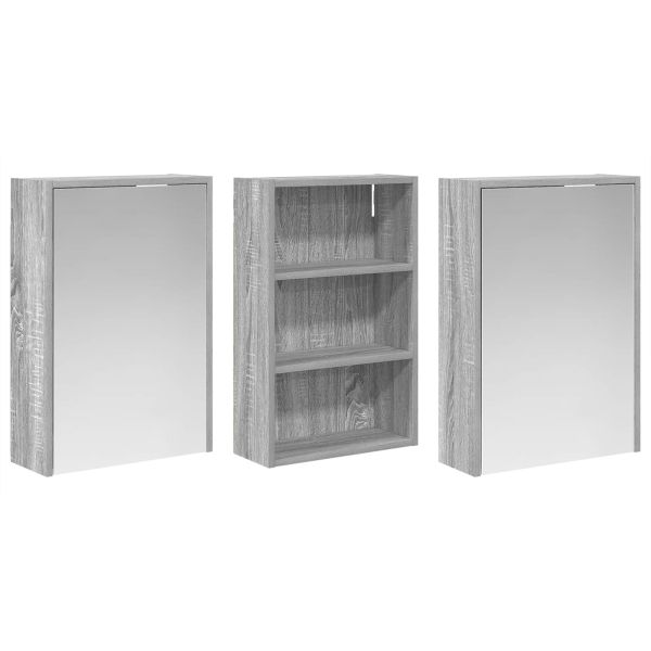 Комплект шкафове за баня с рафт 3 pcs 126 x 16 x 62.5 см