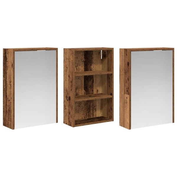 Комплект шкафове за баня с рафт 3 pcs 126 x 16 x 62.5 см