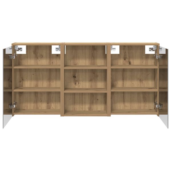 Комплект шкафове за баня с рафт 3 pcs 126 x 16 x 62.5 см