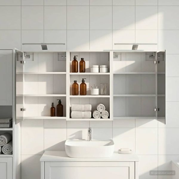 Комплект шкафове за баня с рафт 3 pcs 126 x 16 x 62.5 см