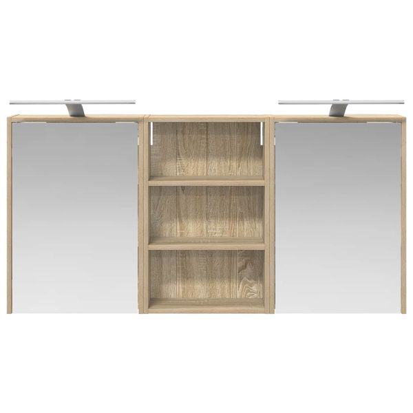 Комплект шкафове за баня с рафт 3 pcs 126 x 16 x 62.5 см